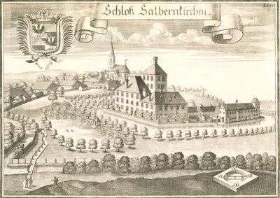 Vista del castillo de Salmanskirchen cerca de Ampfing en Baviera, grabado de Michael Wening de Michael Wening